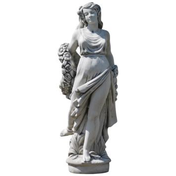 Beeld vrouw met bloemenkrans – 175 cm – klassiek steen