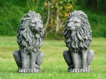Löwen – Gartenstatue aus Stein – 52 cm – grau – Satz von 2