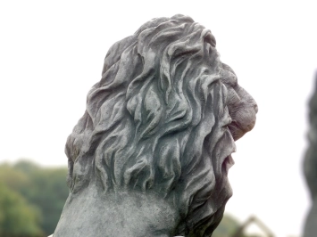 Lions - statue de jardin en pierre - 52 cm - gris - lot de 2