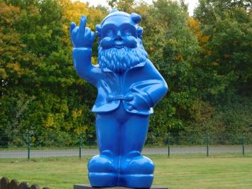 Tuinkabouter Middelvinger XL - 80 cm - Blauw