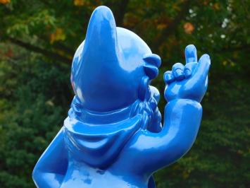 Tuinkabouter Middelvinger XL - 80 cm - Blauw