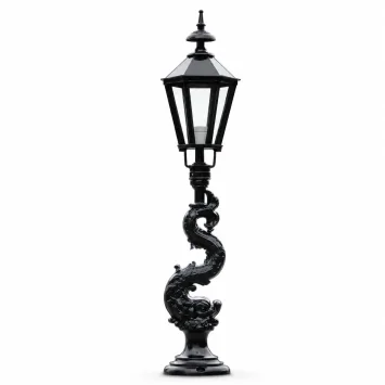 Lantaarnpaal mystieke vis – 110 cm – zeskantige kap – zwart