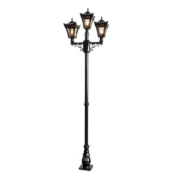 Laternenpfahl 260 cm – 3-Kopf Gartenlampe – Gusseisen
