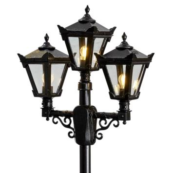 Laternenpfahl 260 cm – 3-Kopf Gartenlampe – Gusseisen