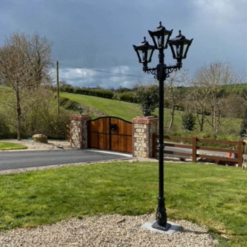 Lampadaire 260 cm - lampe de jardin à 3 têtes - noir - fonte