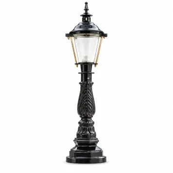 Klassieke sokkellamp zwart met messing – buitenlamp – 82 cm