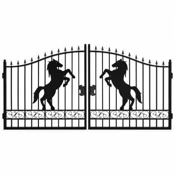 Poort steigerend paard – 365 cm – zwart smeedijzer