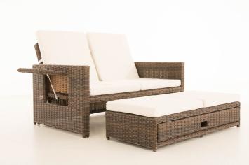 Lounge-Sofa-Garten, entspanntes Gartensofa mit Kissen, braun