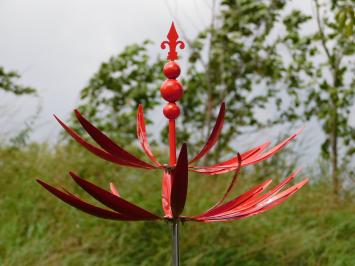Moulin à vent en métal – piquet de jardin rouge – hauteur 80 cm