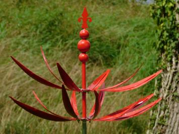 Moulin à vent en métal – piquet de jardin rouge – hauteur 80 cm