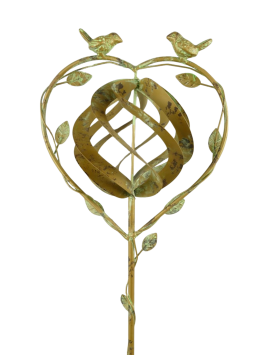 Gartenstecker-Drehscheibe mit Vögeln – 150 cm – Metall – Vintage