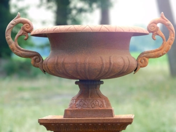 Gietijzeren tuinvaas - op sokkel - 112 cm - rustiek