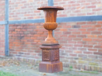 Vase de jardin sur piédestal - oxyde - 128 cm - de style baroque français