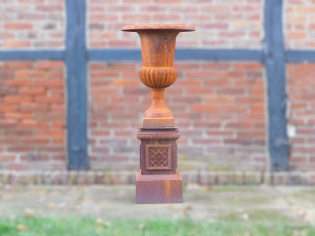 Vase de jardin sur piédestal - oxyde - 128 cm - de style baroque français