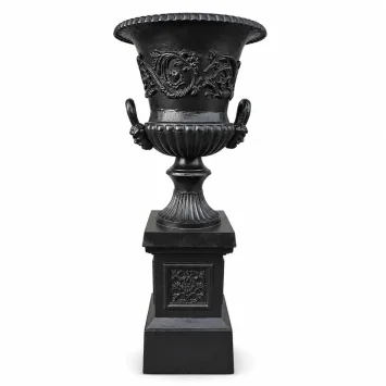 Tuinvaas op sokkel – zwarte decoratie – gietijzer – 125 cm
