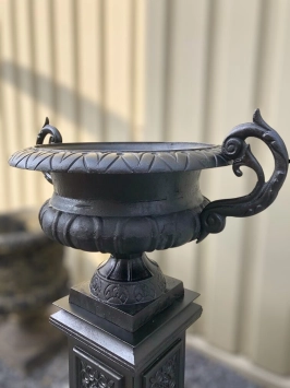 Pot de fleurs en fonte - vase de jardin noir rustique - 50 cm