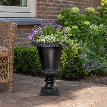 Jardinière noire – vase de jardin en fonte – hauteur 63 cm