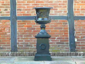 Vase de jardin en fonte - 75 cm - noir - style classique français