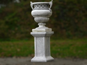 Pot de fleurs à anses sur socle – 103 cm – pierre massive