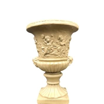 Tuinvaas groot, zandsteen kleur, exclusieve stenen pot