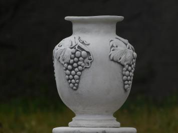 Vase de jardin avec raisins sur piédestal – 54 cm – pierre classique