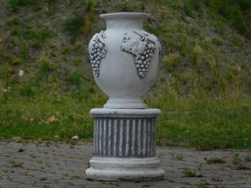 Vase de jardin avec raisins sur piédestal – 54 cm – pierre classique