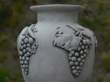 Vase de jardin avec raisins sur piédestal – 54 cm – pierre classique