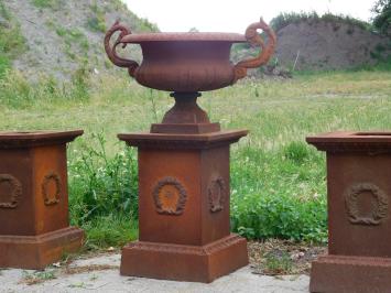 Vase de jardin en fonte - sur socle - 112 cm - rustique