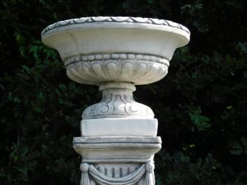 Vase de jardin à draperie sur socle – 128 cm – décor pierre