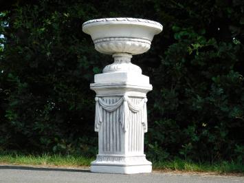 Vase de jardin à draperie sur socle – 128 cm – décor pierre