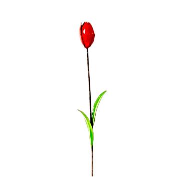 Tuinsteker tulp - metaal - rood - tuinkunst