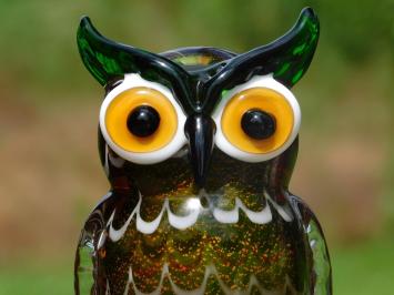 Hibou en verre soufflé – œuvre d'art en verre faite à la main – coloré
