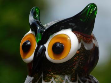 Hibou en verre soufflé – œuvre d'art en verre faite à la main – coloré