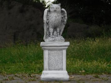  Hibou sur socle - 66 cm - pierre - statue d'animal pour jardin