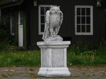  Hibou sur socle - 66 cm - pierre - statue d'animal pour jardin