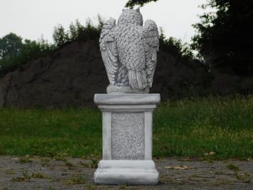  Hibou sur socle - 66 cm - pierre - statue d'animal pour jardin