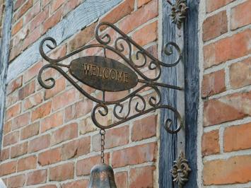  Enseigne « Welcome » avec sonnette - métal - sonnette classique