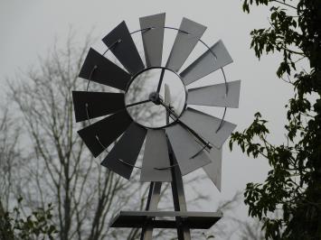 Moulin à vent XL – couleur argent – ​​métal – 245 cm – Roue à vent américaine
