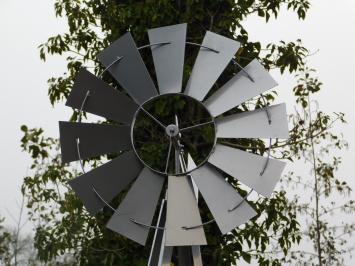 Moulin à vent XL – couleur argent – ​​métal – 245 cm – Roue à vent américaine