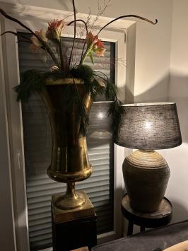 Großer Blumentopf - Vase - Schale - goldfarben - Alu