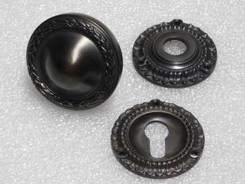 Türknauf-Set mit Rosetten – PZ – Dunkel patiniertes Messing