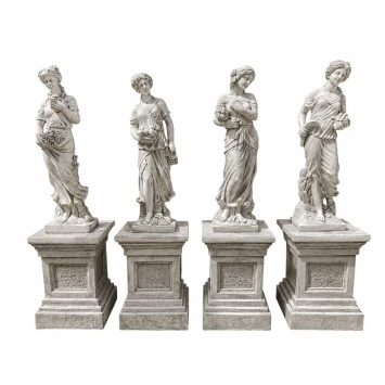 Set van 4 godinnen op sokkel - jaargetijden - steen - 160 cm