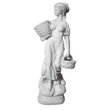 Vrouw met manden - stenen beeld - 138 cm - gedetailleerd