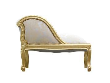 Vintage Chaiselongue Barokstijl – Goudkleurig Houten Frame – Beige Gestoffeerd