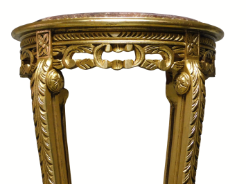 Table d'appoint vintage sur pied central – marbre – couleur or – 110 cm