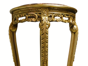 Table d'appoint vintage sur pied central – marbre – couleur or – 110 cm