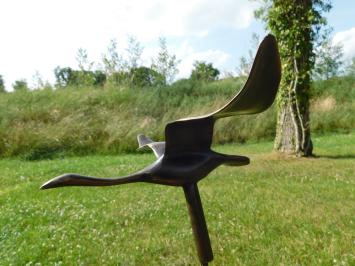 Cygne volant - statue en bronze - 33 cm - unique et élégante