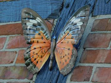 Wandschmetterling – orange und schwarz – Metalldeko – 35 cm
