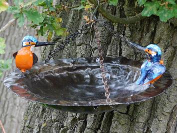 Mangeoire suspendue avec martins-pêcheurs – 24 cm – métal