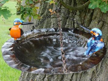 Mangeoire suspendue avec martins-pêcheurs – 24 cm – métal